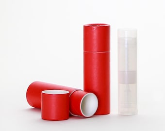 Eco Friendly 1/3 OZ Red Lip Balm Tubes - Red Cardboard 100% Biodegradable Cosmetic Push Up Tubes - 300 PACK