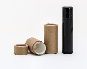 Eco Friendly 1/5 OZ - 50 PACK Lip  Balm Tube  - Kraft Cardboard 100% Biodegradable Cosmetic Push Up Tubes  -