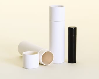 Eco Friendly 1.5 OZ  - 100 PACK - Lotion Bar / Salve Stick   -   White Cardboard 100% Biodegradable Cosmetic Push Up Tubes