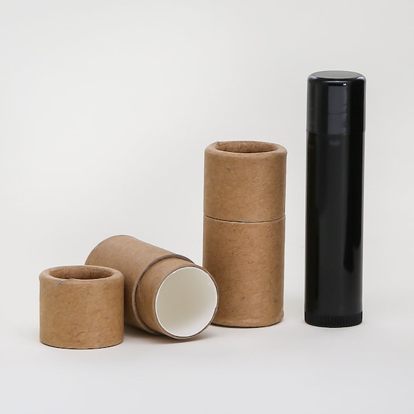 Eco Friendly 1/4 OZ - 50 PACK Lip  Balm Tube  - Kraft Cardboard 100% Biodegradable Cosmetic Push Up Tubes  -