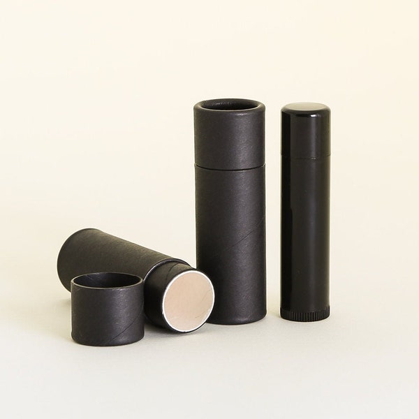 Eco Friendly 12 ML Black Lip  Balm Tubes  -   Black Cardboard 100% Biodegradable Cosmetic Push Up Tubes  -  50 PACK