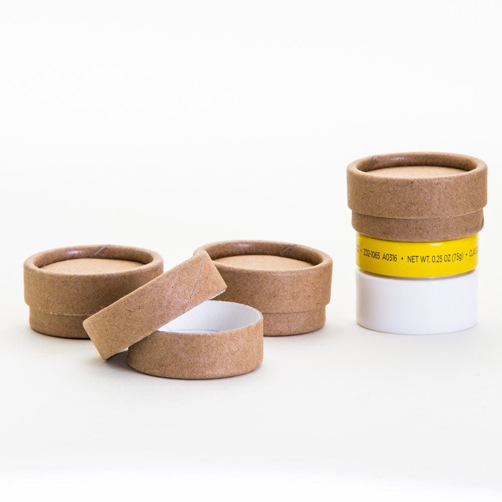 Eco Friendly 1/3 Oz - 100 Pack Lip Balm Jar Kraft Cardboard 100% Biodegradable Cosmetic
