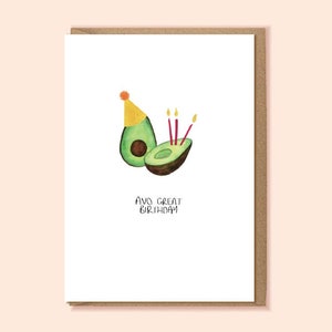 Avocado Birthday Card: Handdrawn A6 Greetings Card