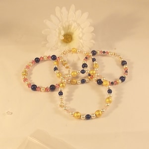 Blush, Gold and Navy Stackable Bracelets