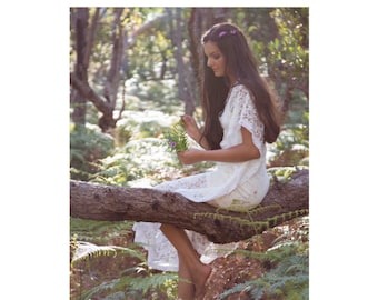 Goddess  Handmade Lace Beaded Bridal Kaftan: Boho Beach Wedding Dress