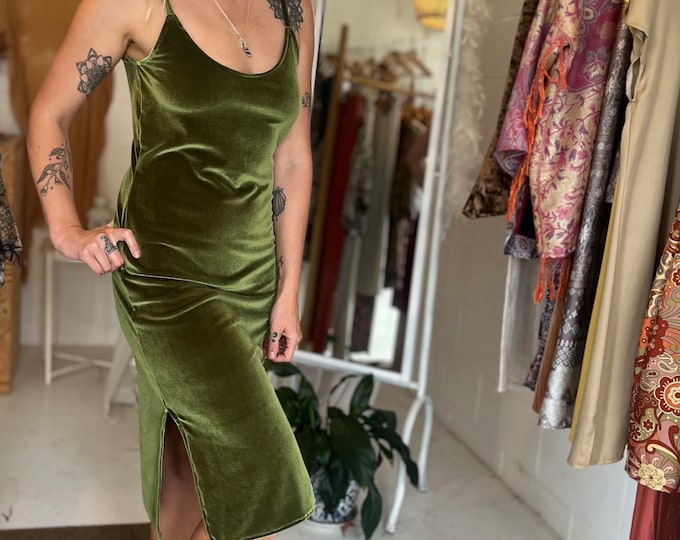 Pixie Velvet Hooded Dress, Elven hood green velvet Dress festival dress