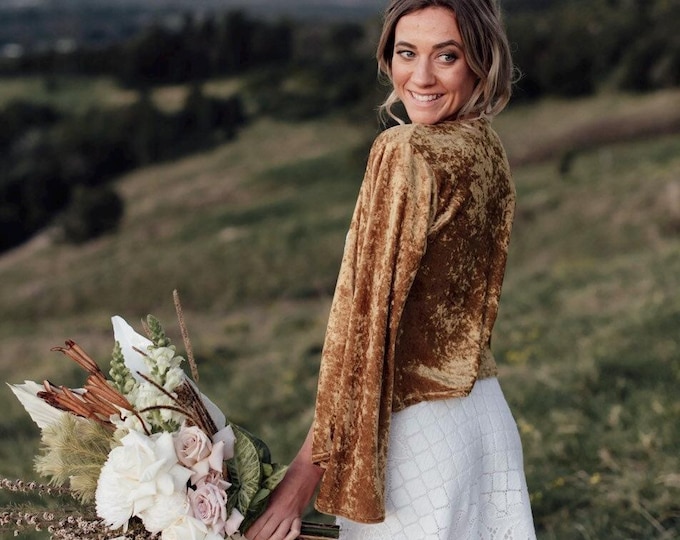Velvet Bell Sleeve Jacket, Gypsy Velvour Wedding Jacket Cover up Duster