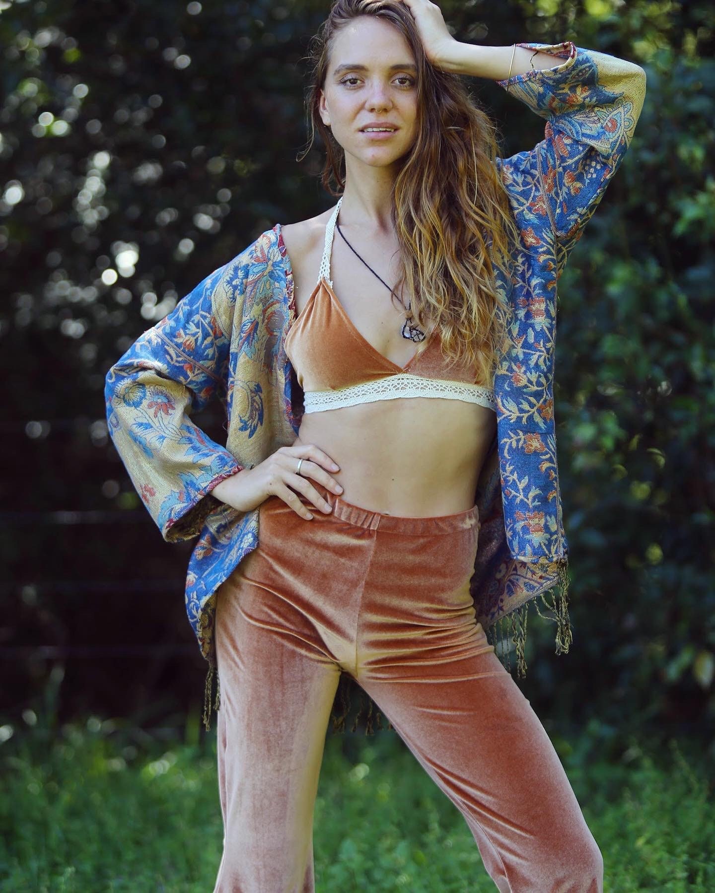 Retro Velvet 70s Bell Flares Stretch Boho Velour Flares Bell - Etsy
