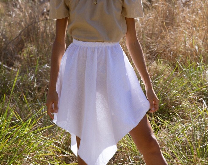 Linen Angel Hanki Skirt, Bohemian Gypsy fairy skirt