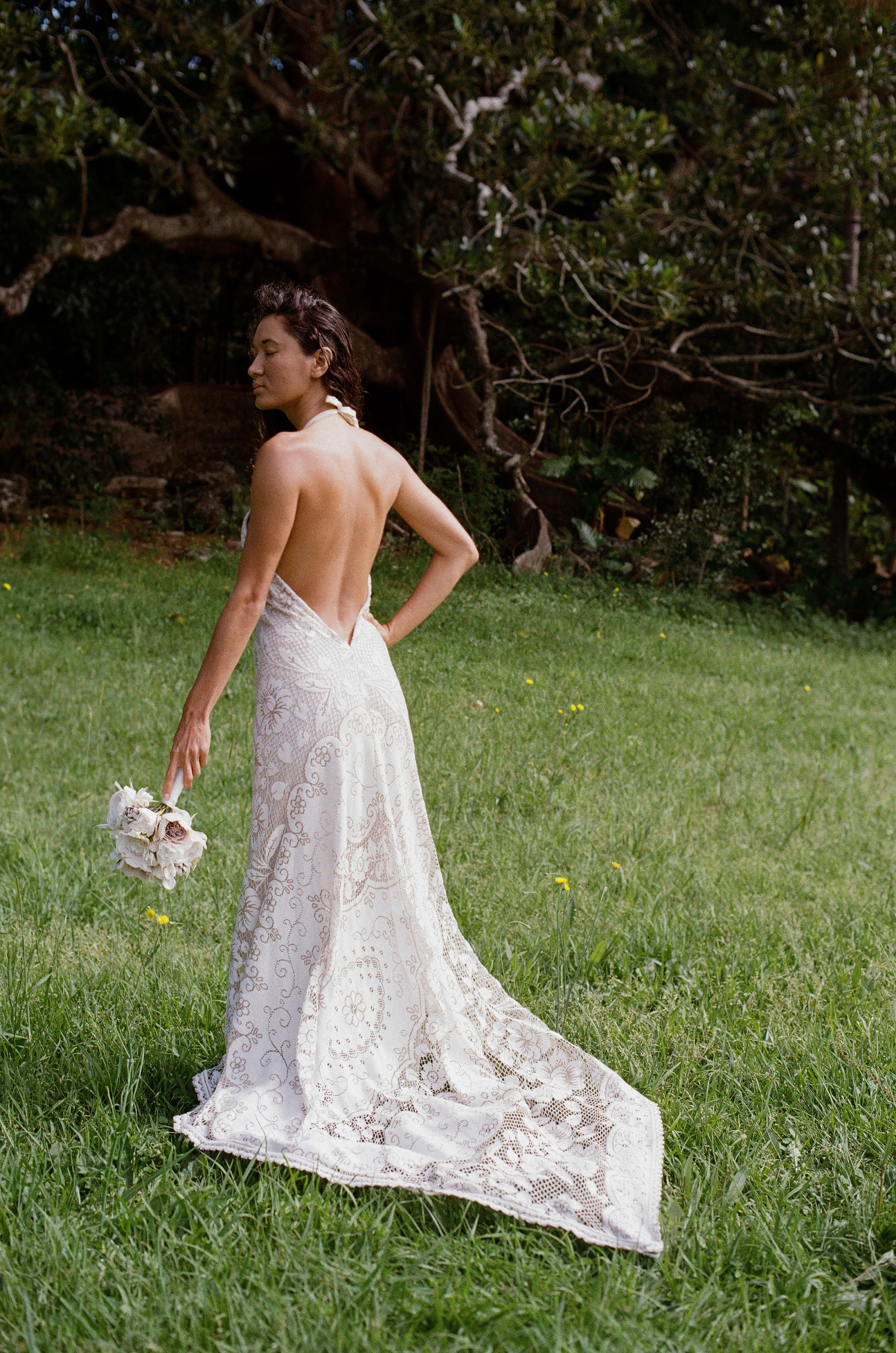 Low back boho wedding dress sale