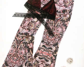 Paisley Queen 70s bell bottom Flare Pants, Retro trousers