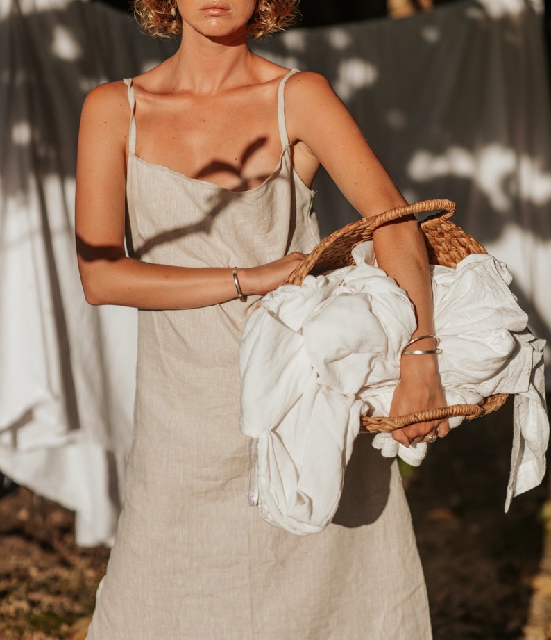 Linen Lover Slip Maxi Dress Side Split Dress. Etsy Australia