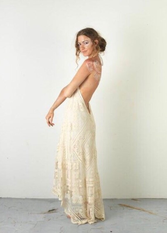 Queenie Cotton Lace Bohemian Bridal Dress, Boho Wedding Dress