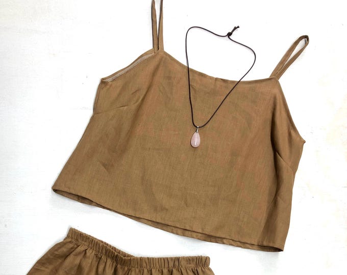 Linen Queen Strappy Cami Top: natural eco linen singlet top