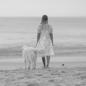 Shadow Mandala Lace Fringe Kimono, Bohemian Vintage Lace cover up | Beach Wedding robe