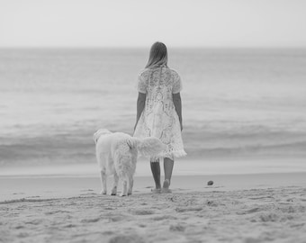 Shadow Mandala Lace Fringe Kimono, Bohemian Vintage Lace cover up | Beach Wedding robe