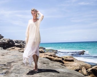 Stardust Silk beaded Kaftan Beach dress, Beach bridesmaid bohemian Wedding dress