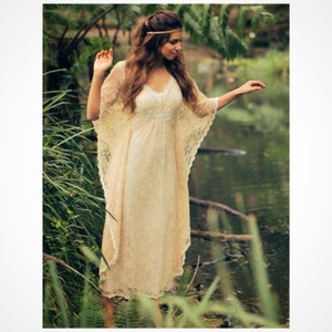 Vintage Slip Dress for Lace Bridal Kaftan Wedding Dress, Bridal Silky Slip dress image 5