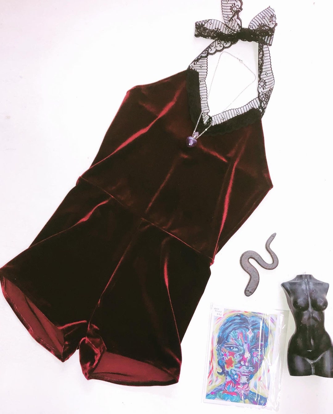 Retro Elven Velvet Halter Jumpsuit, Pixie Velour Playsuit - Etsy