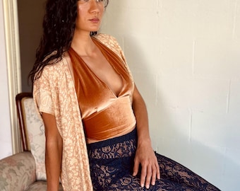 Goddess Paisley long reversible Kimono, Gypsy tassel duster, Paisley Boho Fringe robe