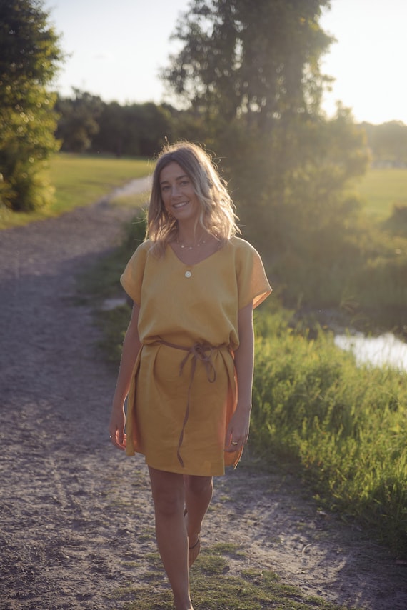 Linen Tea Shift dress, Tee dress.