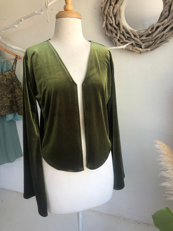 Green velvet cardigan hotsell
