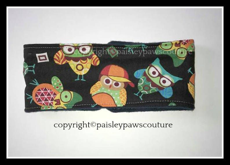 Belly Band for Dogs   Happy Owls  Print  Many Sizes Available   Handmade  Paisley Paws Couture