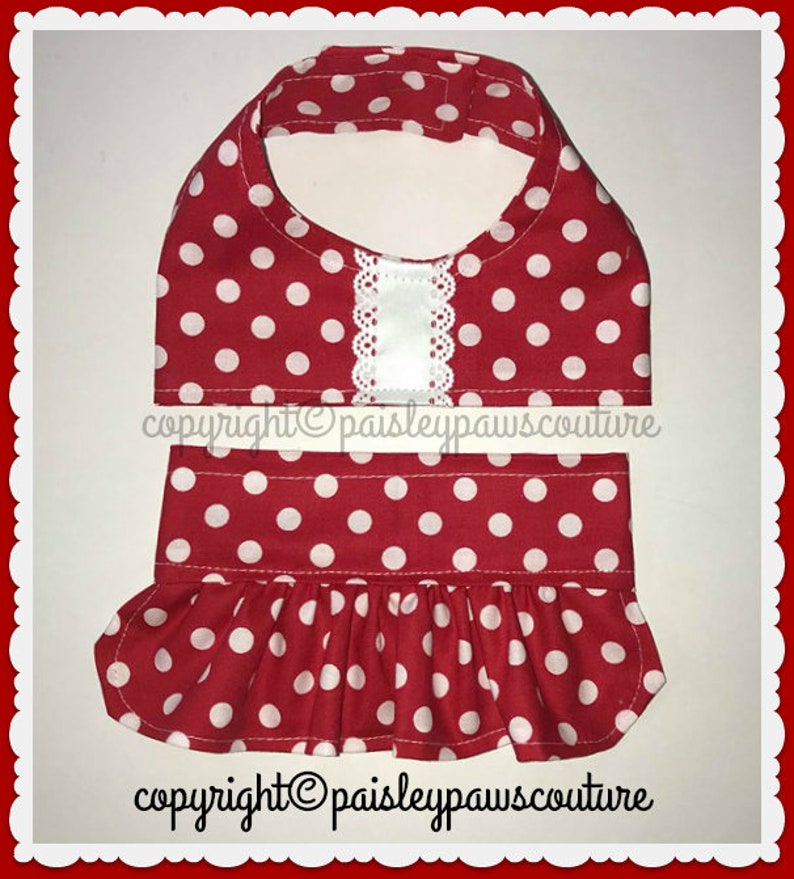 Custom Made Red Polka Dot Doggie Bikini Summertime Fun Beach Time Sunbathing Handmade Dog Fashion Clothing