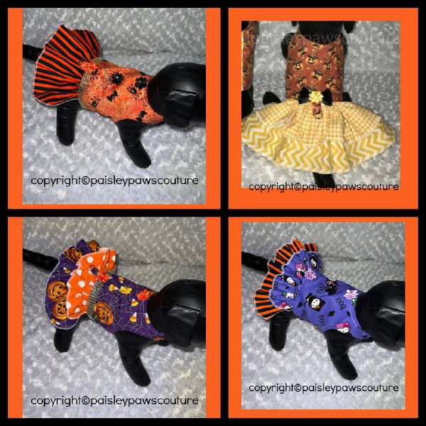 Ready To Ship  Dresses and  Harness Vests   Pumpkins  Witch Spiders  Hats  Halloween Fall   Size XSmall  N.6.5-8, G.10.5-12  XS   Handmade