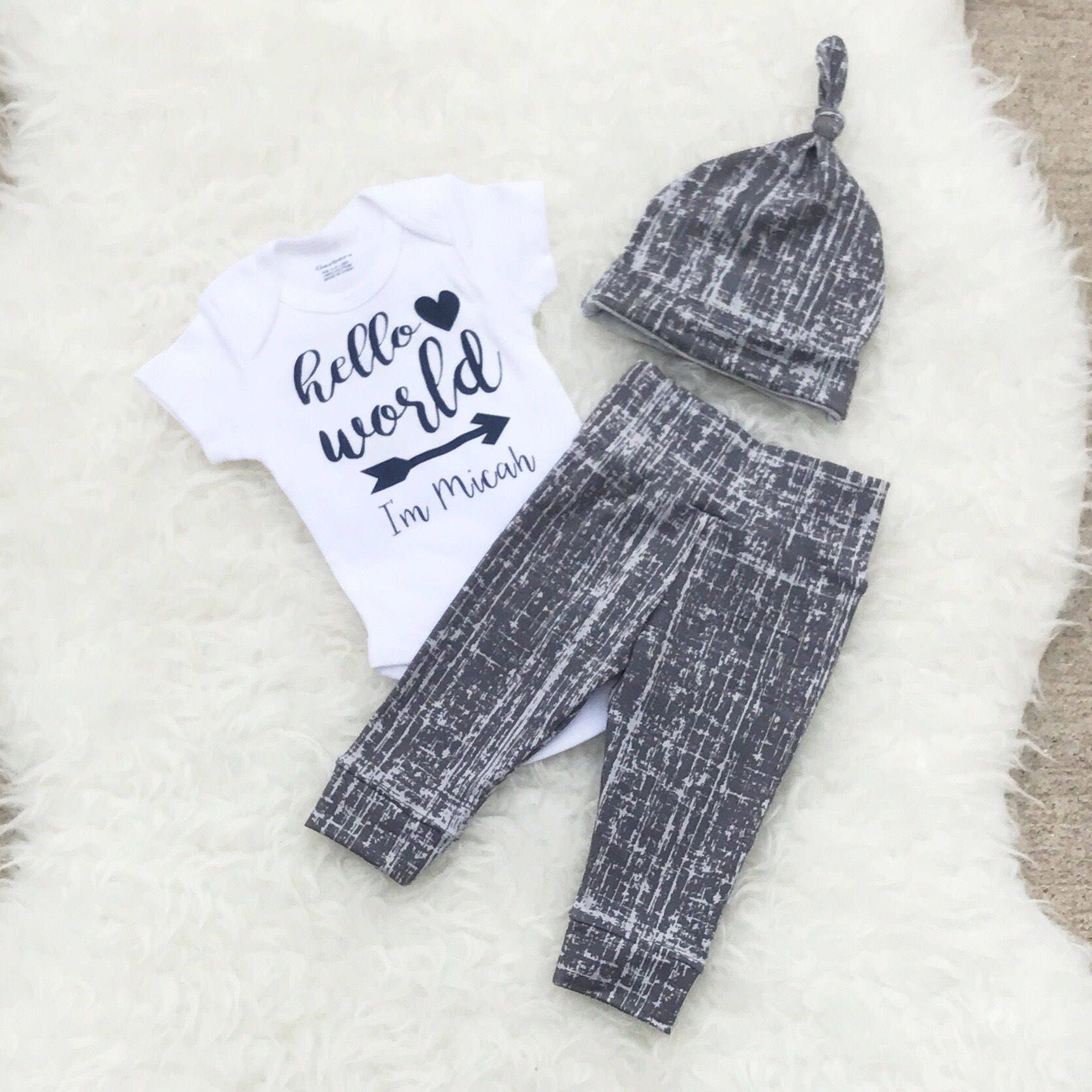 hello world newborn outfit boy