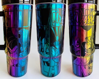 Villains Laser Engraved Cup, Rainbow Tumbler, Cartoon Villain, Evil Villain Tumbler, Engraved Stanley Gift for Her, Custom Personalized