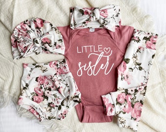 Little Sister Coming Home, Newborn Girl Coming Home Outfit, Newborn Baby Girl Outfit, Personalized Baby Outfit, Newborn Girl Going Home