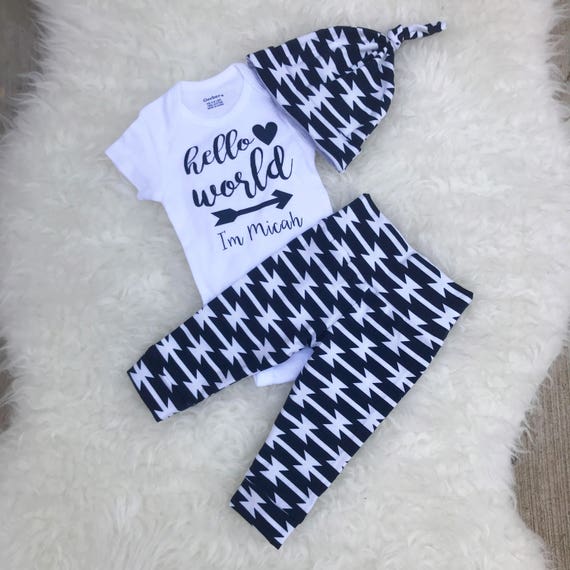 hello world newborn outfit boy