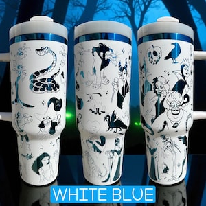 Vaso grabado con láser de villanos, vaso arcoíris, botella de agua grabada, villano de dibujos animados, villano malvado, regalo de Stanley Owala para ella. imagen 11