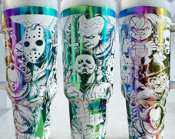 Halloween Horror Icons - Engraved Tumbler
