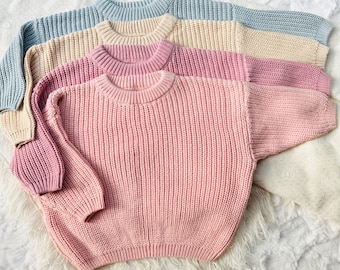 Baby Sweater, Toddler Sweater, Embroider, Embroidery, Personalize, Vacation Outfit, Winter, Chunky Oversized Knit Sweater for Kids