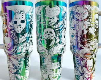 Halloween Horror Icons - Engraved Tumbler