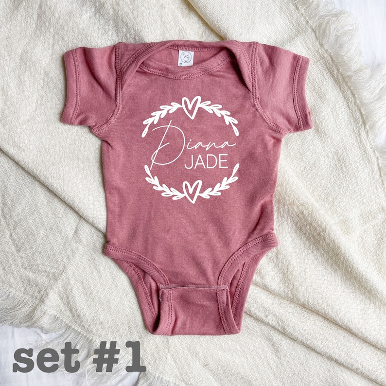 Newborn Girl Coming Home Outfit, Personalized Baby Girl Outfit, Name Bodysuit, Custom Name Baby Outfit, Baby Girl Gift Personalized Set #1