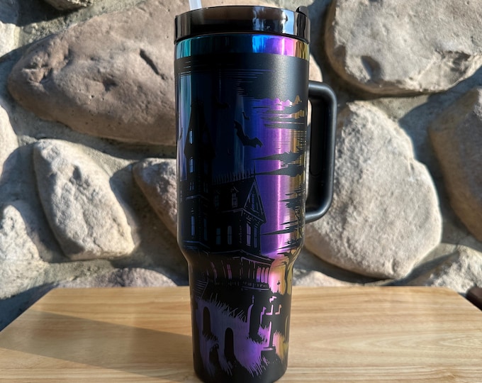 Halloween Tumbler, Halloween Cup, Halloween Gifts, Halloween Water Bottle, Halloween Engraved Cup, Haunted House Engraved Cup, Custom Gift