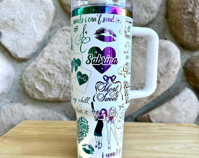 Pop Music Laser Engraved Cup, Rainbow Tumbler, Engraved Tumbler Water Bottle, Popstar Tumbler, Engraved Popstar Cup, Popstar Water Bottle