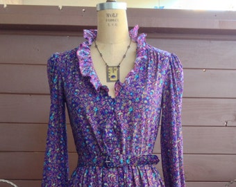 Vintage Purple Paisley Perfection Dress with matching belt