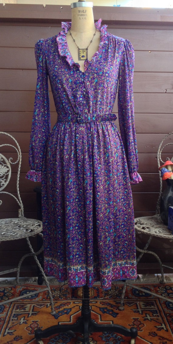 Vintage Purple Paisley Perfection Dress with matc… - image 1