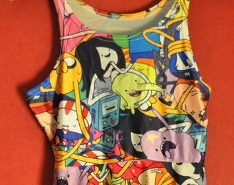 Vestido estampado de dibujos animados kawaii Sin mangas Vestido skater forrado Multicolor XS