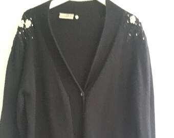 80s cardigan black size m