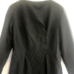 60s dress black wool fitted buttoned v neck dress siZe xs s hand made no labels