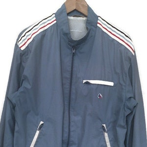 80s windbreaker blue zipup unisex Retro shell jacket ShellSuit jacket  size M L