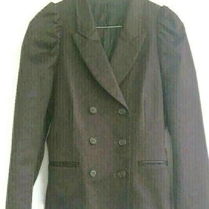 90s Blazer chocolate brown puffy sleeved fitted  womens jacket size xs s