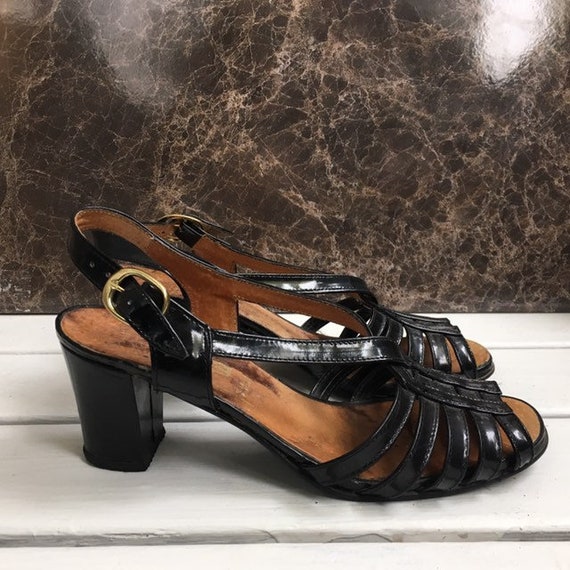 Vintage 70s shoes black size 38