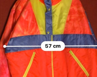 90s Windbreaker Neoncolors Yellow Orange Blue White