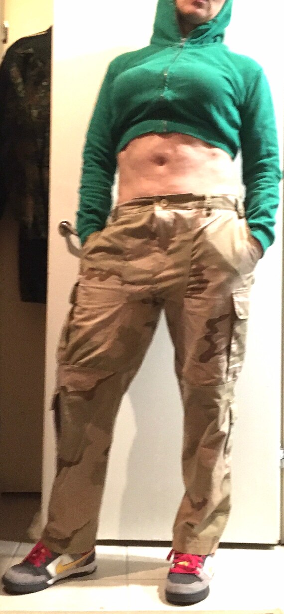 Cargo pants beige camouflage adjustable size S-M